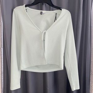 Mint green tie front shirt